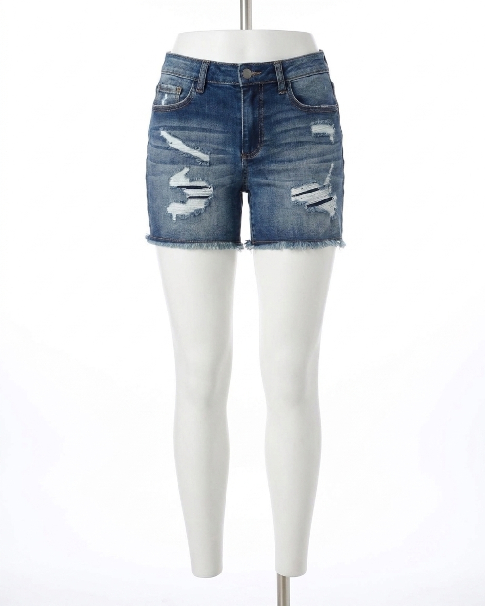 NEW GRACE AND LACE patched distressed shorts in dark midwash